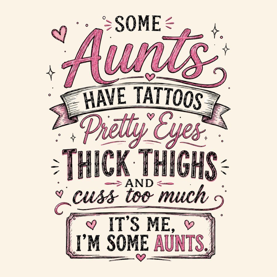 Some aunts have tattoos hand lettered typography aunt shirt design